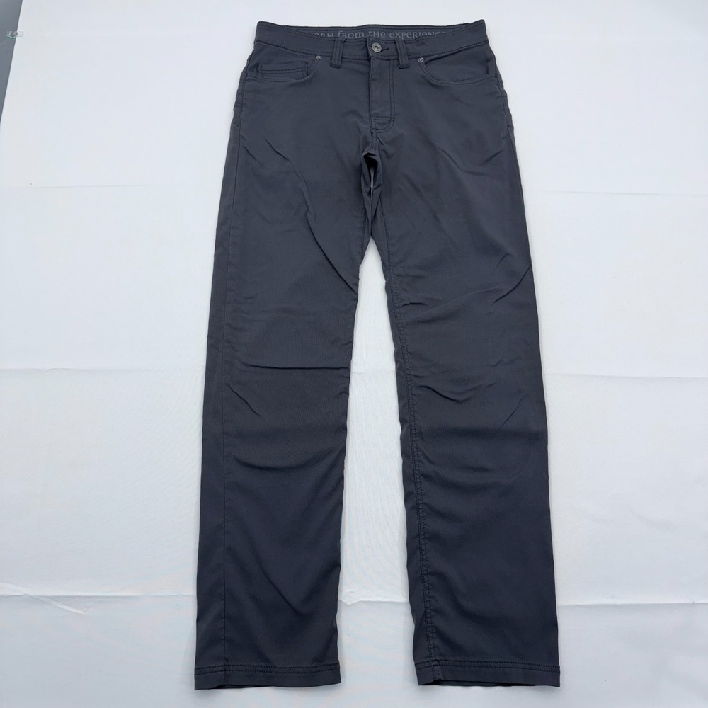 Prana Brion Slim Fit Pants Mens 30x31 Dark Gray Nylon Hiking Stretch‎ Straight